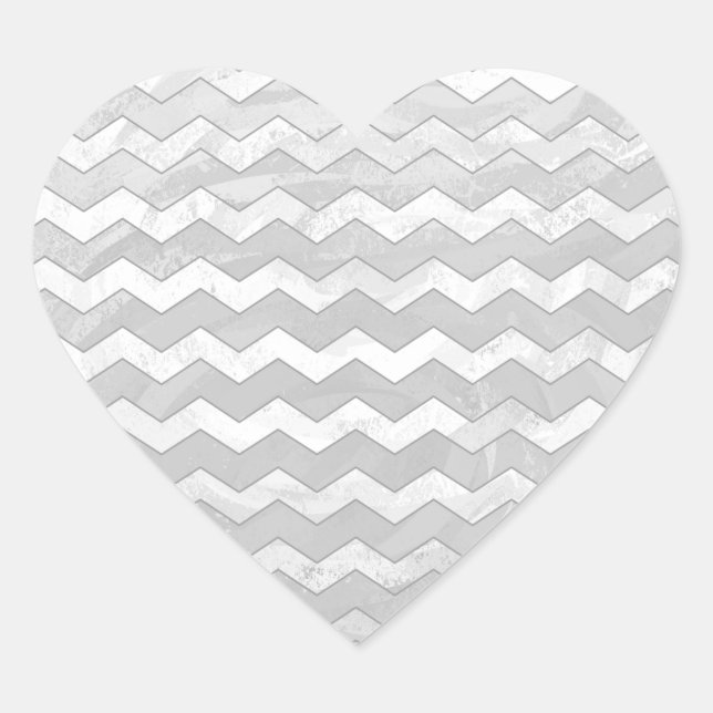 Rainy Sky Grey Chevron Pattern Heart Sticker (Front)