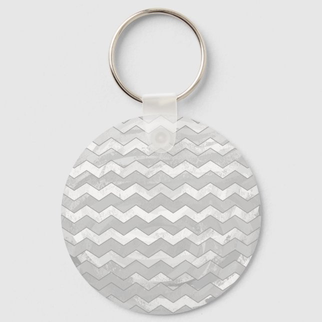 Rainy Sky Grey Chevron Pattern Key Ring (Front)