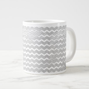 Rainy Sky Grey Chevron Pattern Large Coffee Mug