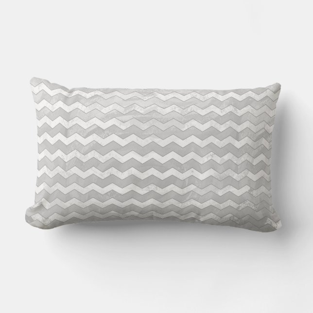 Rainy Sky Grey Chevron Pattern Lumbar Cushion (Front)