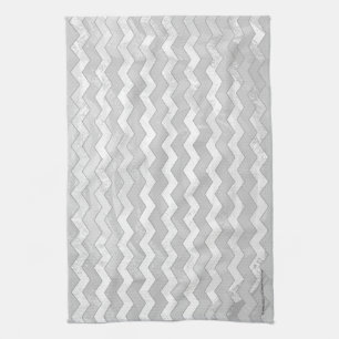 Rainy Sky Grey Chevron Pattern Tea Towel
