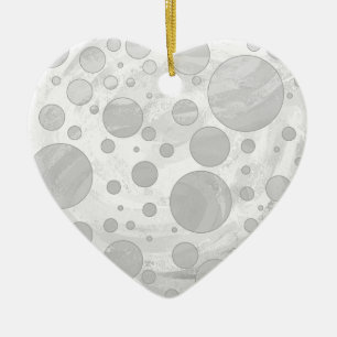 Rainy Sky Grey Polka Dots Ceramic Ornament