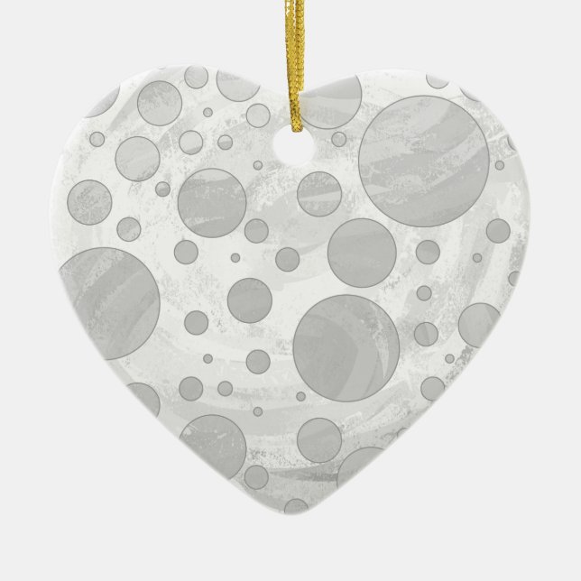 Rainy Sky Grey Polka Dots Ceramic Ornament (Front)