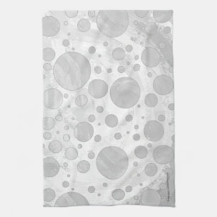Rainy Sky Grey Polka Dots Tea Towel