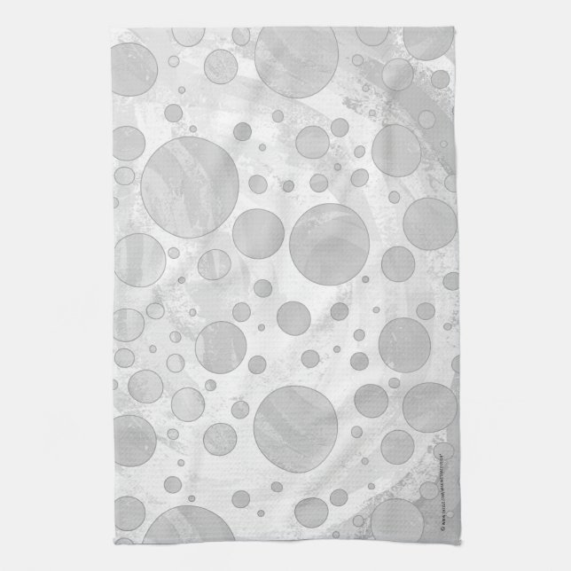 Rainy Sky Grey Polka Dots Tea Towel (Vertical)