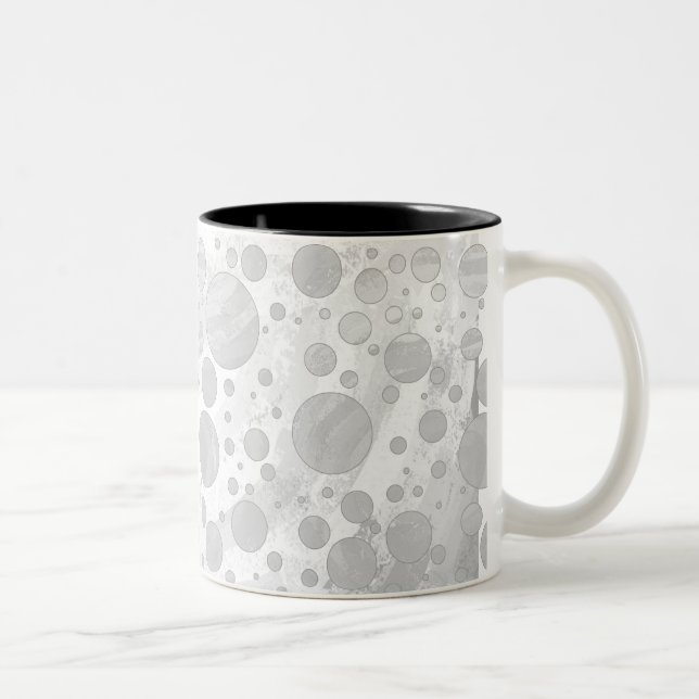 Rainy Sky Grey Polka Dots Two-Tone Coffee Mug (Right)