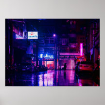 Rainy Streets At Night In Tokyo, Japan