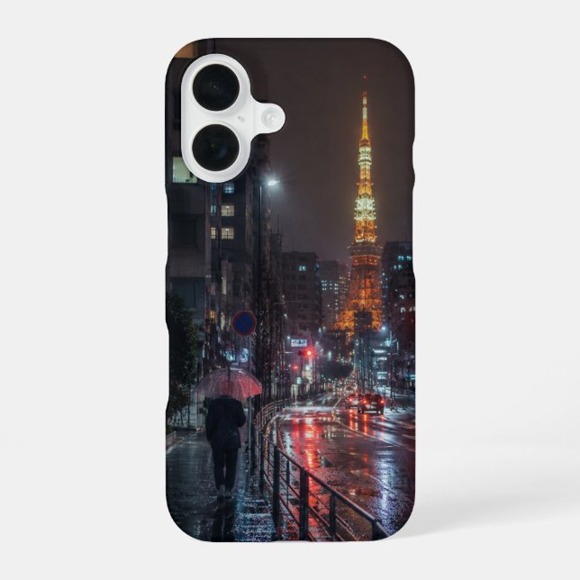 Rainy Tokyo iPhone 16 Case (Back)