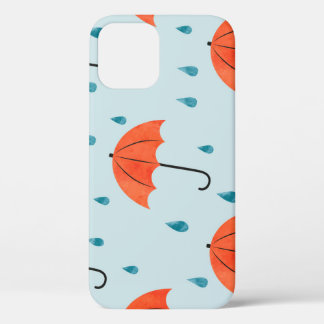 Rainy Umbrellas: Watercolor Autumn Drops iPhone 12 Case
