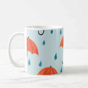 Rainy Umbrellas: Watercolor Autumn Drops Coffee Mug