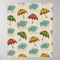 Rainy Water drops and Umbrellas