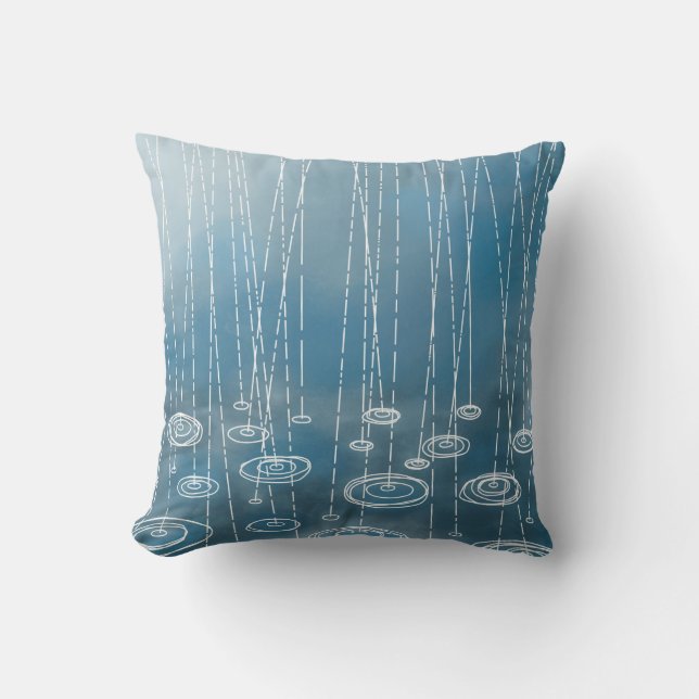 Rainy Weather Blue Cushion (Front)