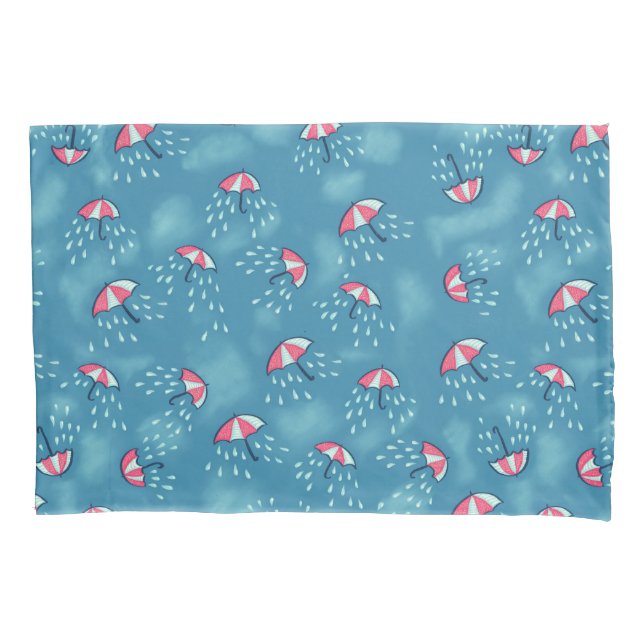 Rainy Weather Funny Umbrellas Pillowcase (Front)