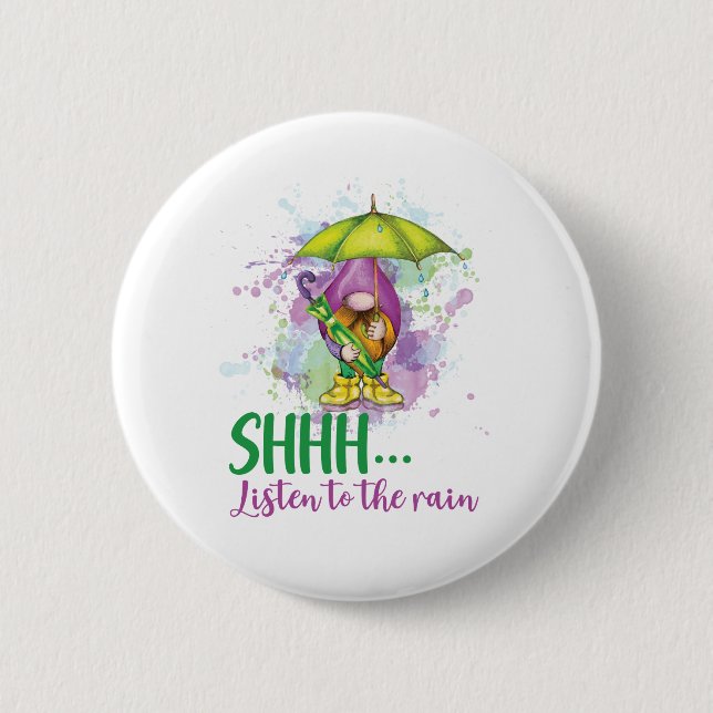 Rainy Weather Gnome 6 Cm Round Badge (Front)