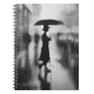Rainy Window Silhouette Umbrella Notebook