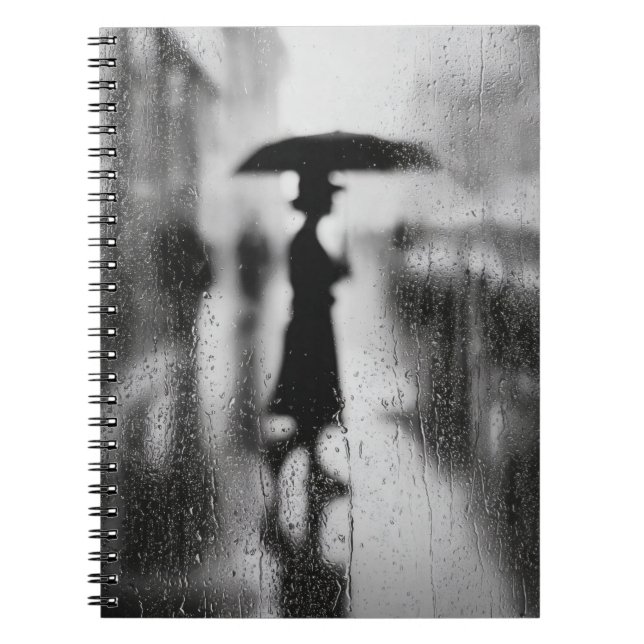 Rainy Window Silhouette Umbrella Notebook (Front)