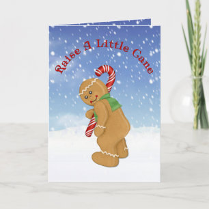 Raise A Little Cane Folded Christmas Holiday Card