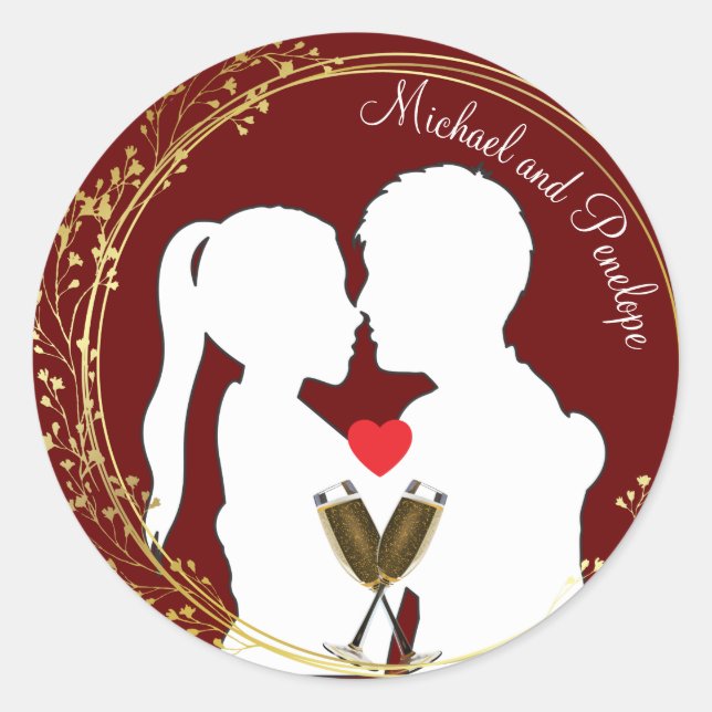 Raise a Toast to the Happy Couple Elegance     Classic Round Sticker (Front)