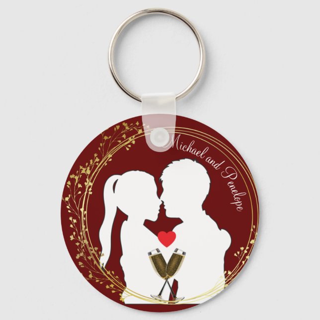 Raise a Toast to the Happy Couple Elegance   Key Ring (Front)
