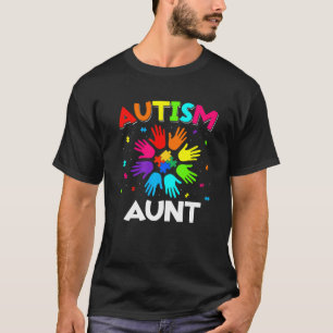 Raise Hand Autism Awareness Aunt Family Support Au T-Shirt