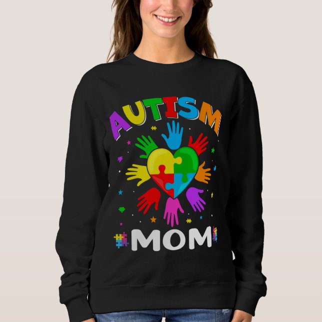 Raise Hand Autism Awareness Mum Family Matching Ou Sweatshirt (Front)