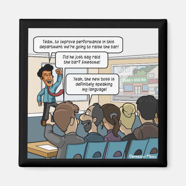 Raise the Bar Funny Square Magnet (Front)