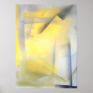 'Raise the Bar' Gray and Yellow Abstract Art Print