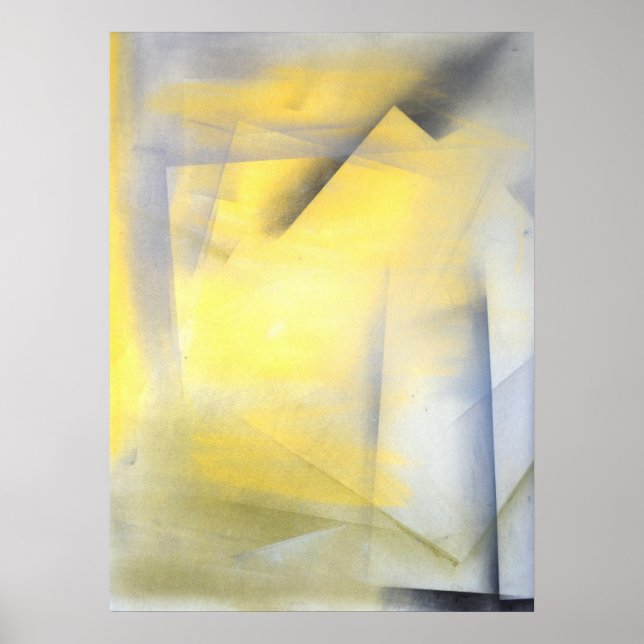 'Raise the Bar' Gray and Yellow Abstract Art Print (Front)