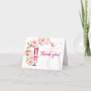 Raise the Glass Blush Roses Bridal Shower Thank You Card