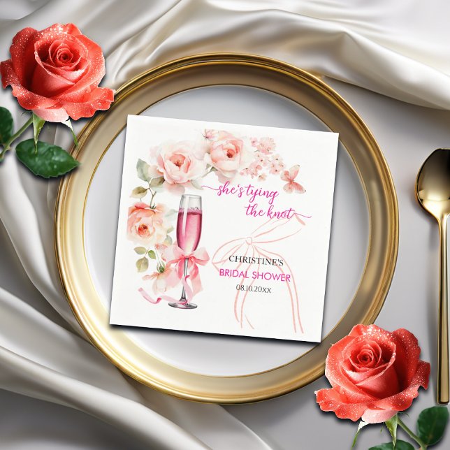 Raise the Glass She's Tying The Knot Bridal Shower Napkin (Creator Uploaded)