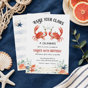 Raise Your Claws Coastal Birthday Invitation