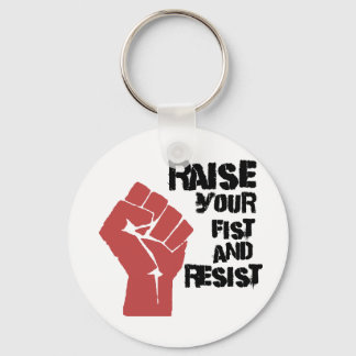 Raise your fist and resist key ring