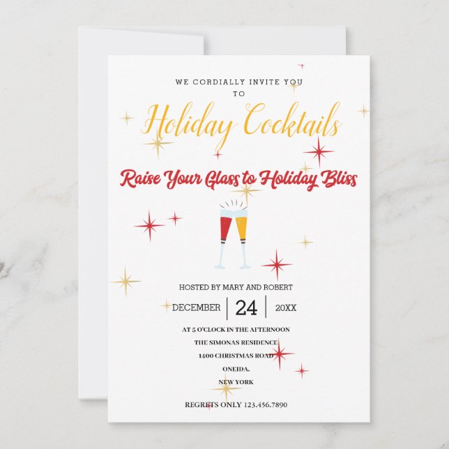 Raise Your Glass Bliss | Christmas Cocktail Party Invitation (Front)