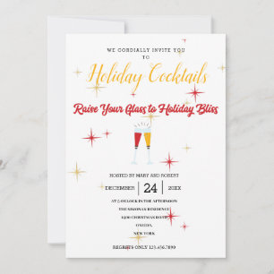 Raise Your Glass Bliss   Christmas Cocktail Party Invitation