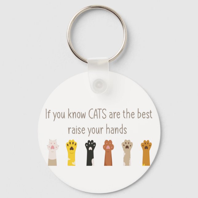 Raise Your Hands Cats Are Best Fun Quote Key Ring (Front)