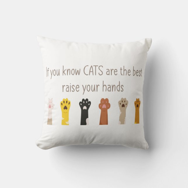 Raise Your Hands Cats Are Best Fun Quoten  Cushion (Front)