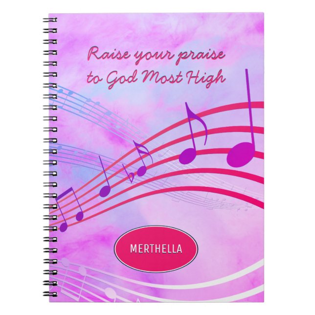 RAISE YOUR PRAISE | Music Staves | Personalised Notebook (Front)