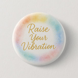 Raise Your Vibration Rainbow Watercolor Energy 6 Cm Round Badge