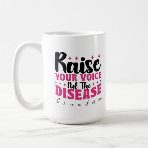 Raise your voice personalised breast cancer qjote coffee mug