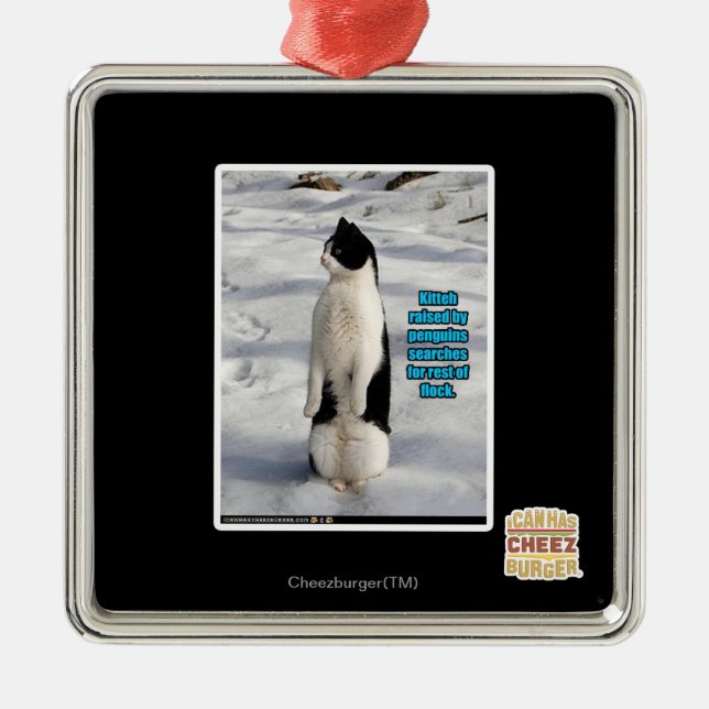 Raised by Penguins Metal Tree Decoration (Front)