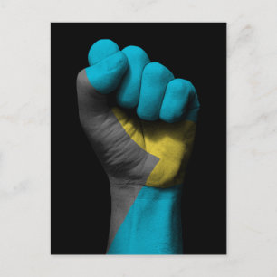 Raised Clenched Fist with Bahamas Flag Postcard
