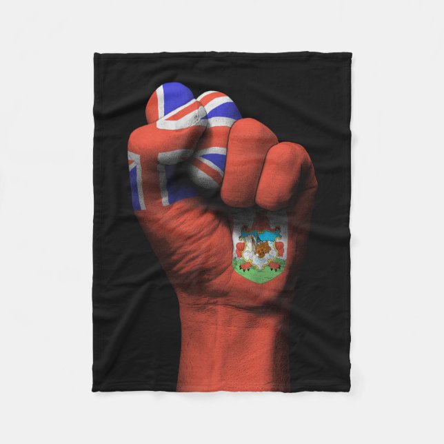 Raised Clenched Fist with Bermuda Flag Fleece Blanket (Front)