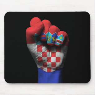 Raised Clenched Fist with Croatian Flag Mouse Pad