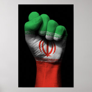 Raised Clenched Fist with Iranian Flag Poster