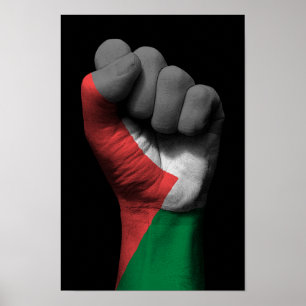 Raised Clenched Fist with Palestinian Flag Poster