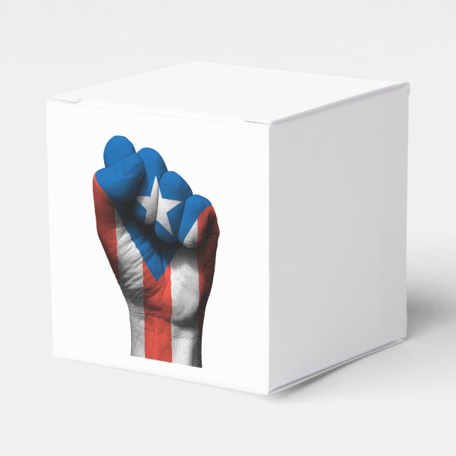 Raised Clenched Fist with Puerto Rican Flag Favour Box (Front Side)