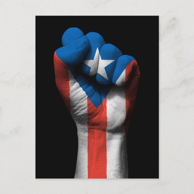 Raised Clenched Fist with Puerto Rican Flag Postcard (Front)