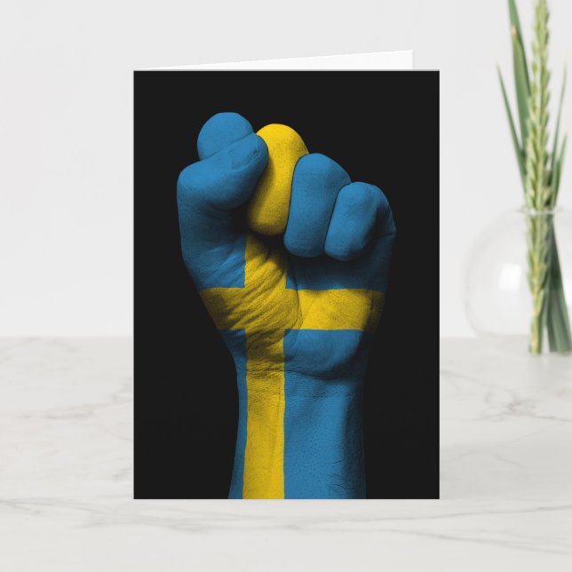 Raised Clenched Fist with Swedish Flag Card (Front)