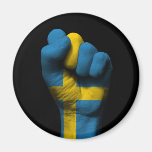 Raised Clenched Fist with Swedish Flag Magnet