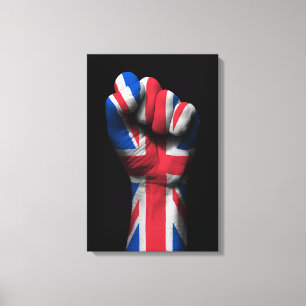 Raised Clenched Fist with Union Jack Flag Canvas Print